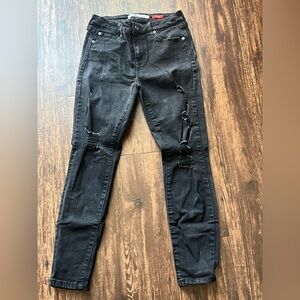 Celebrity Pink The Rider Jeans Juniors Size 7/28 Black Distressed 26" Stretch